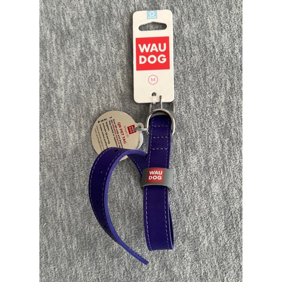 Waudog Other - WAUDOG Glamour Leather Dog Collar Purple Medium Smart QR Tag Durable Quality New